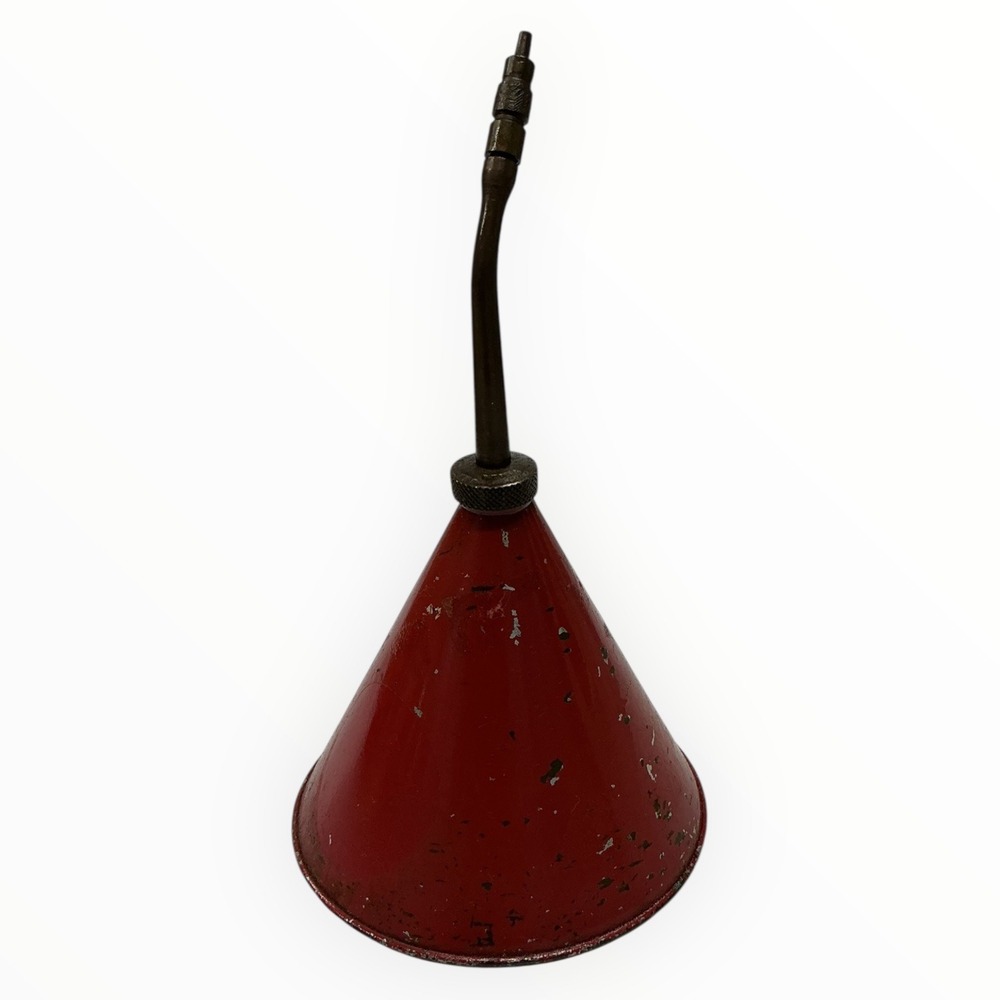 Vintage Valvespout Red Metal Oiler Oil Brass Tip Can Gas Station Automobilia‎